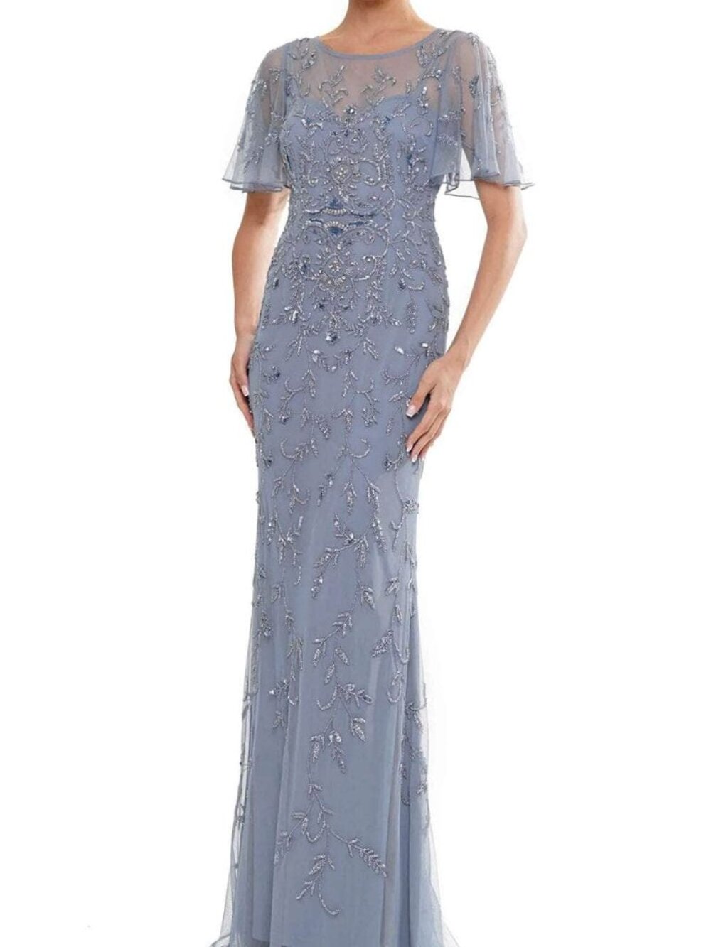 NWT Marsoni by Colors MV1281 Mother of the Bride Dress Slate Blue Size 4